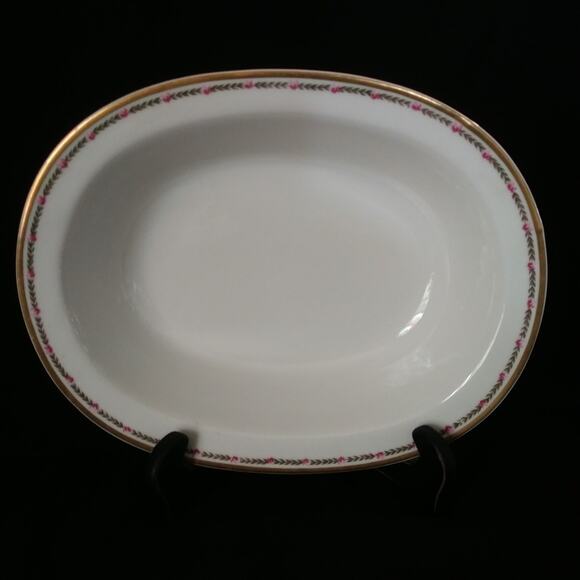 Vintage Haviland Limoges France Schleiger 985 Oval Bowl Pink Roses Gold Trim - Picture 1 of 9